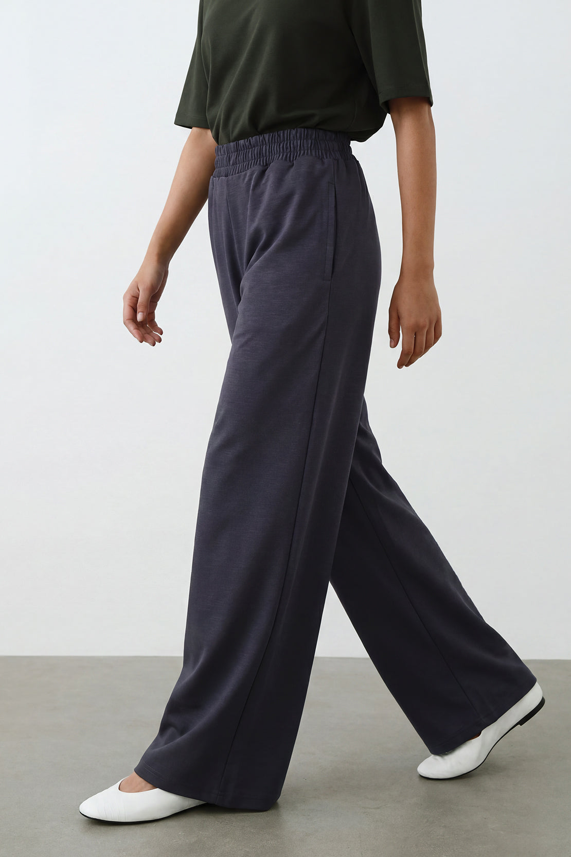 KOKO Modal Roma Relaxed Wide Leg Bottom – Dark Grey