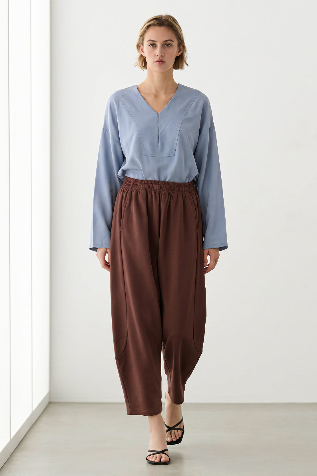 KOKO Modal Blend Relaxed Crop Pants – Brown
