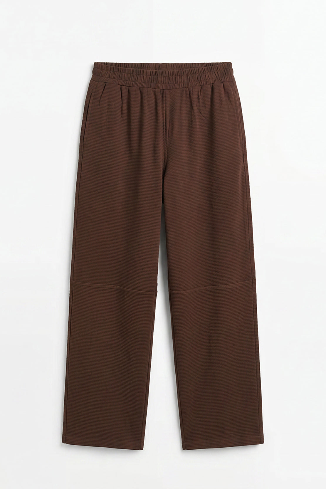 Koko Textured Knitted Wide-Leg Pants – Brown