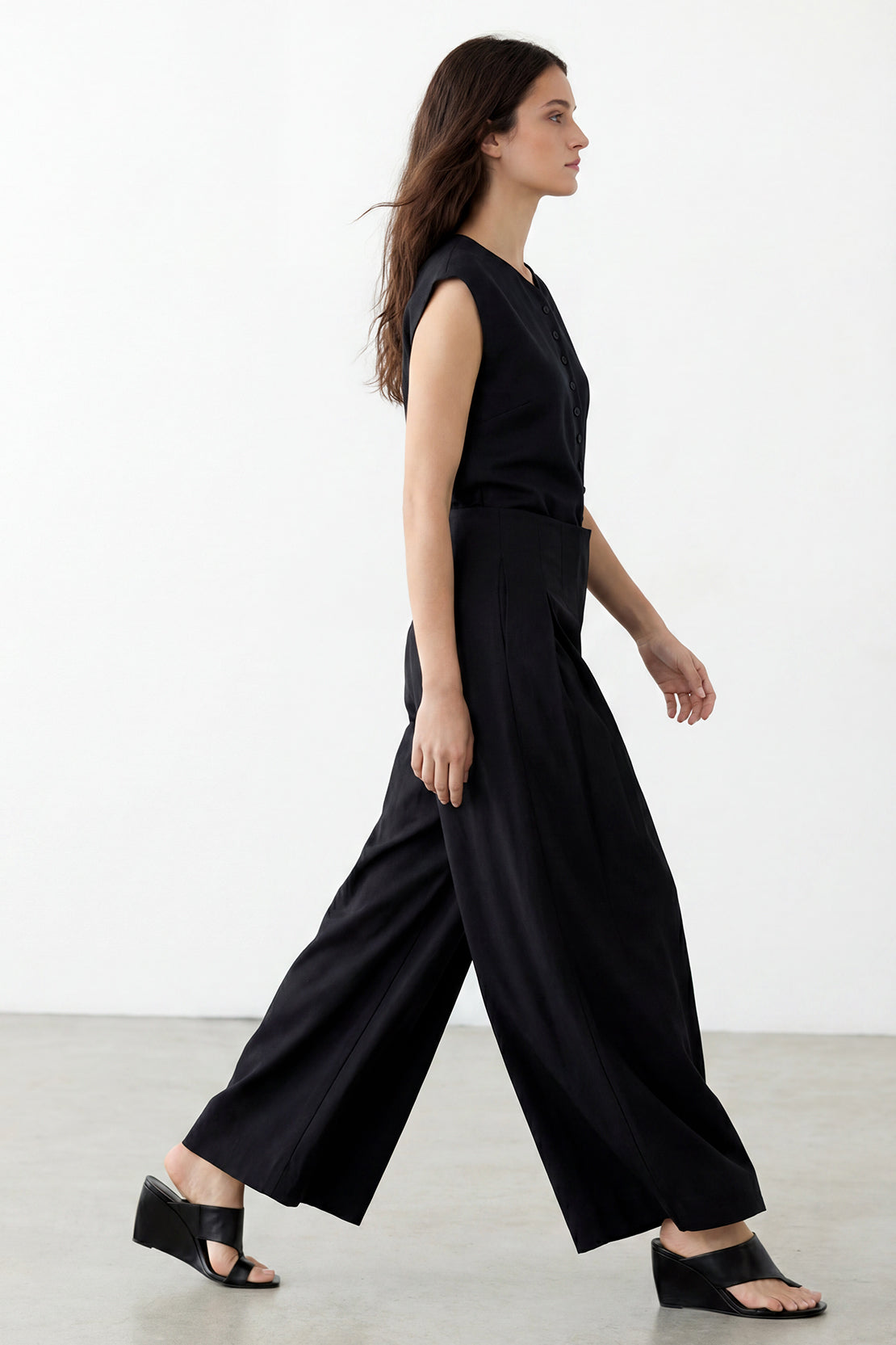 KOKO Modal Roma High-Waist Pleated Trouser – Black