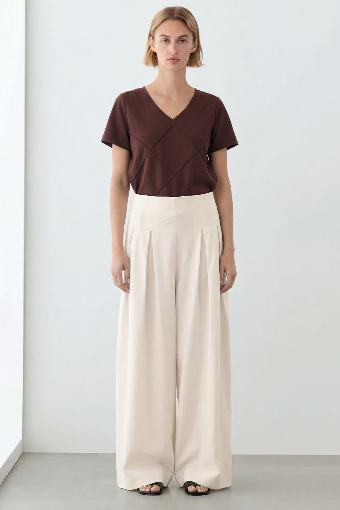 Koko Modal Roma Pleated Wide-Leg Bottom – Off-white