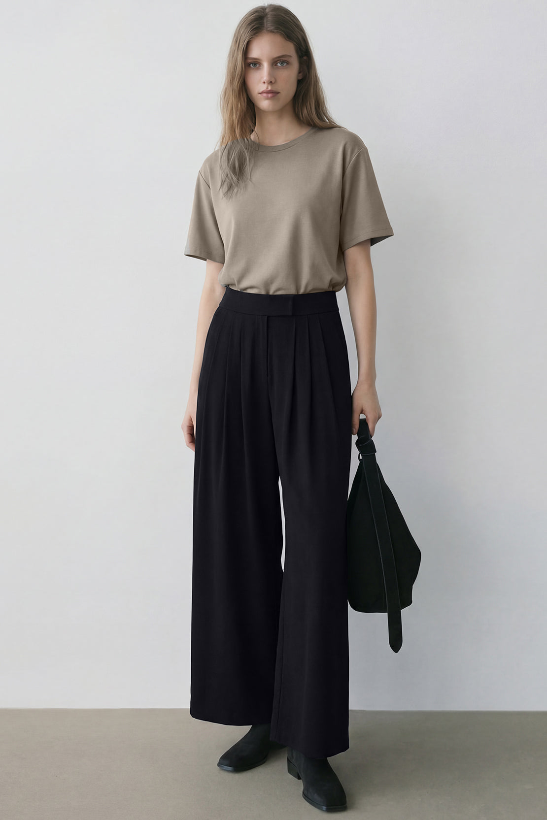 KOKO Modal Roma High-Waist Pleated Trouser – Black