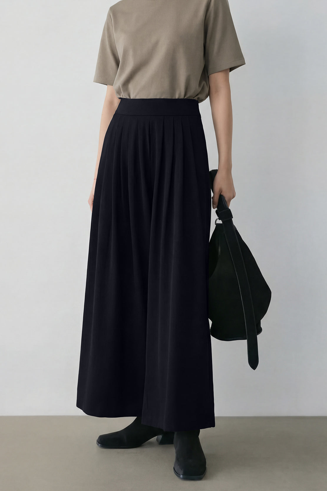 KOKO Modal Roma High-Waist Pleated Trouser – Black