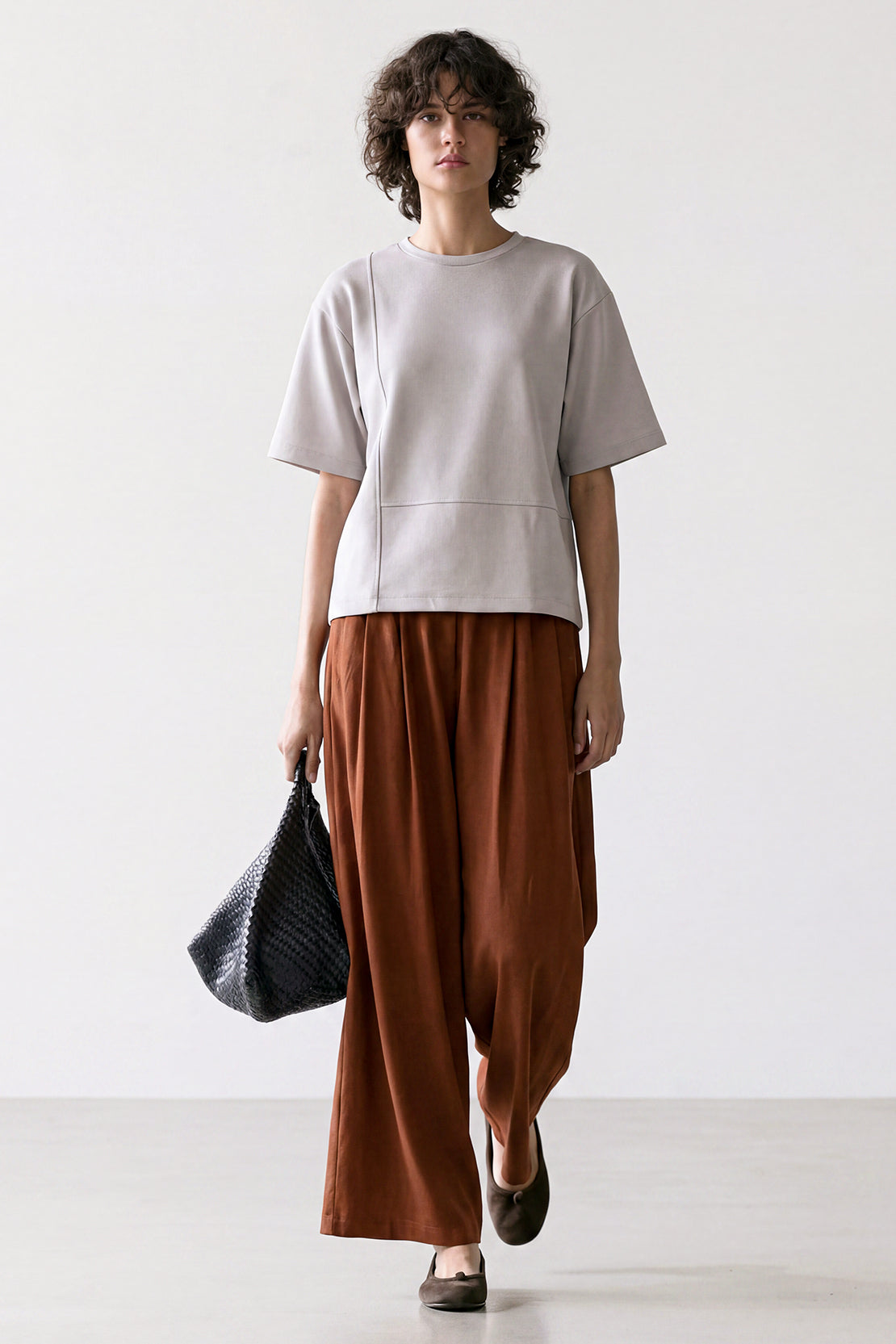 KOKO Modal Blend Minimalist Relaxed Top – Soft Grey & Navy