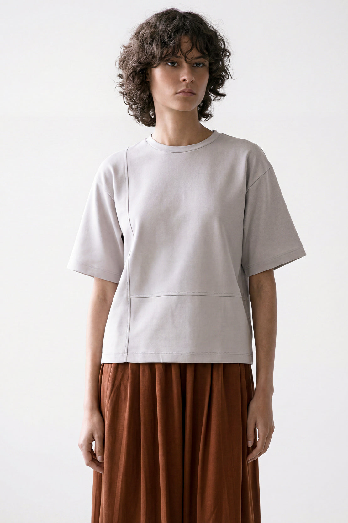 KOKO Modal Blend Minimalist Relaxed Top – Soft Grey & Navy