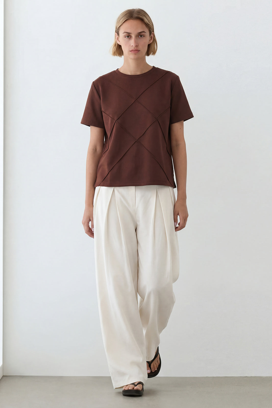 KOKO Modal Seam Detail Top – Brown