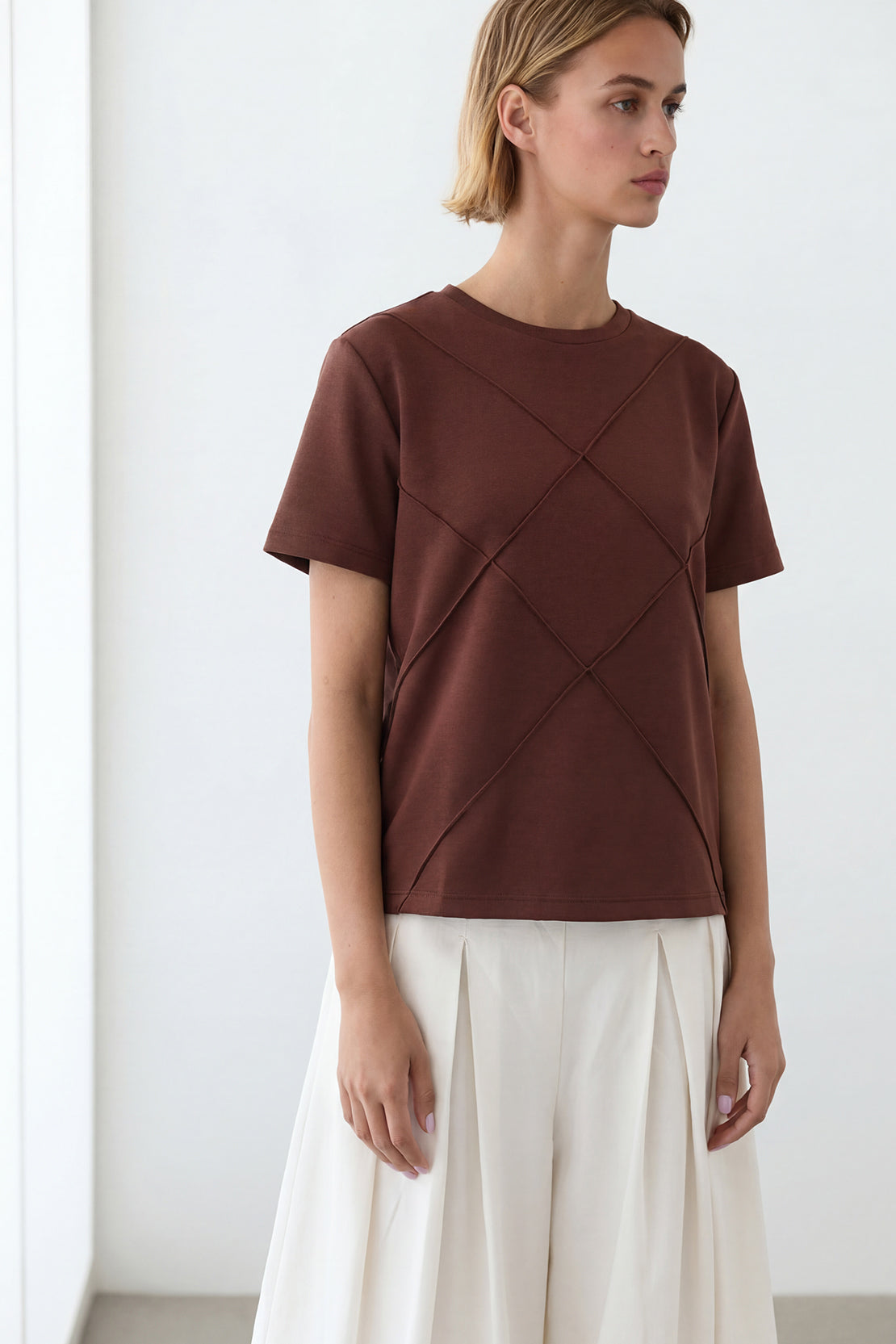 KOKO Modal Seam Detail Top – Brown
