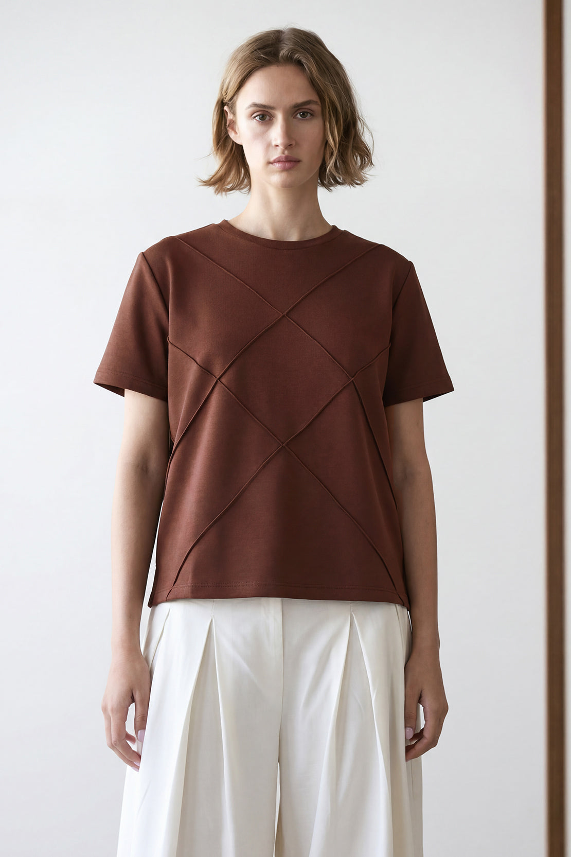 KOKO Modal Seam Detail Top – Brown