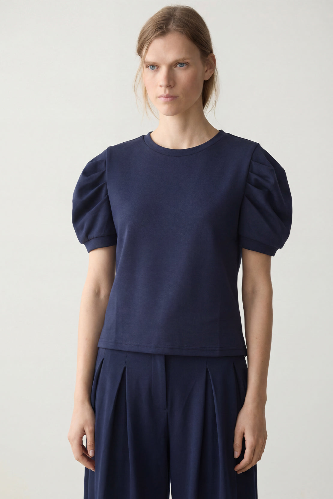 KOKO Modal Puff Sleeve Top – Navy