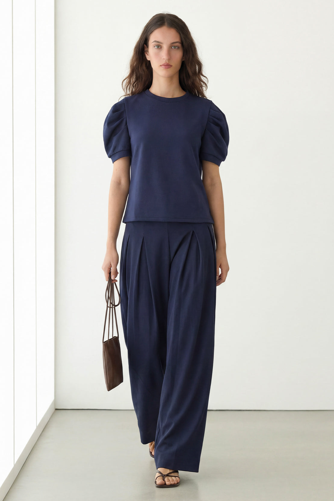KOKO Modal Puff Sleeve Top – Navy