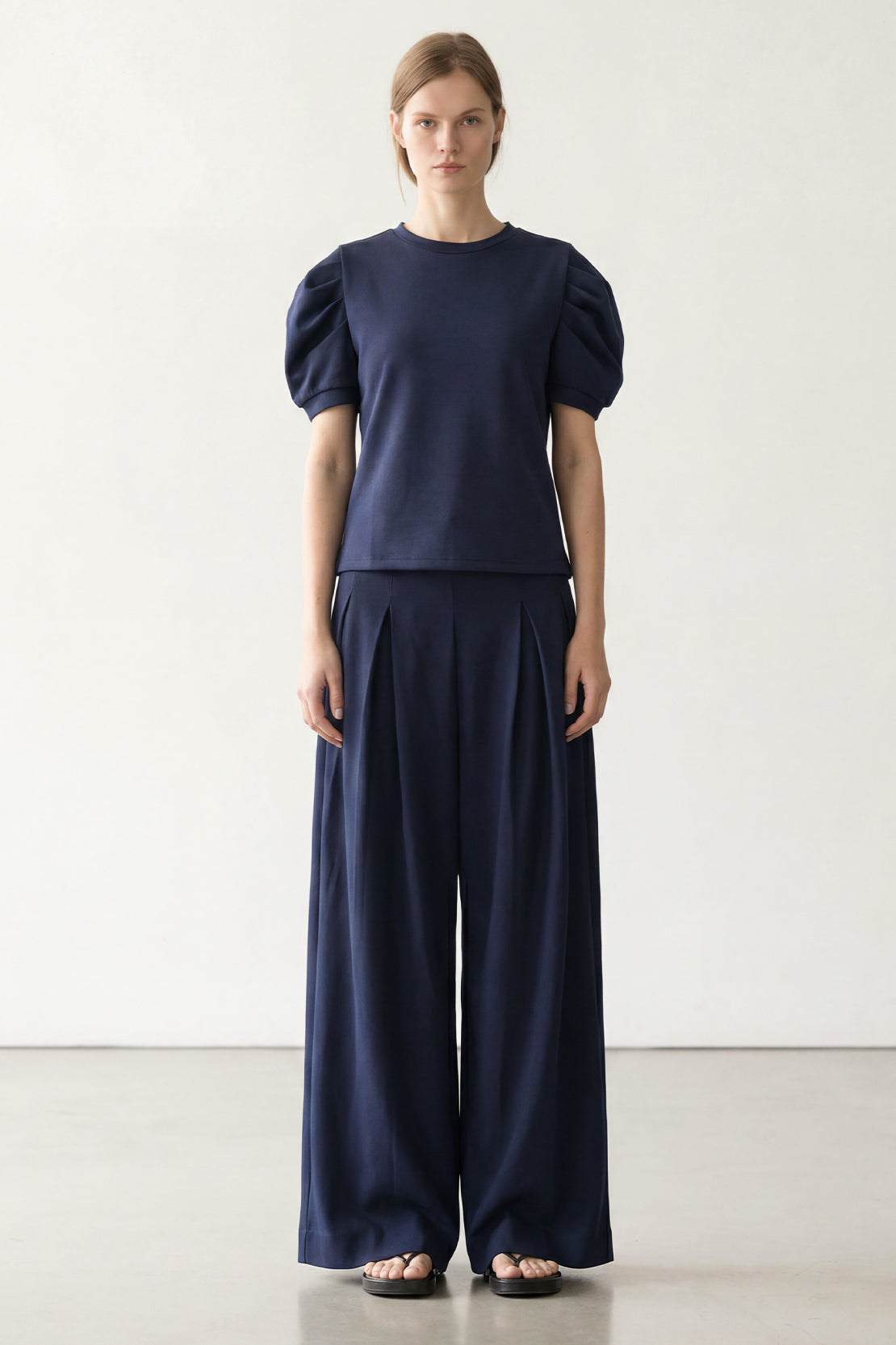 KOKO Modal Puff Sleeve Top – Navy