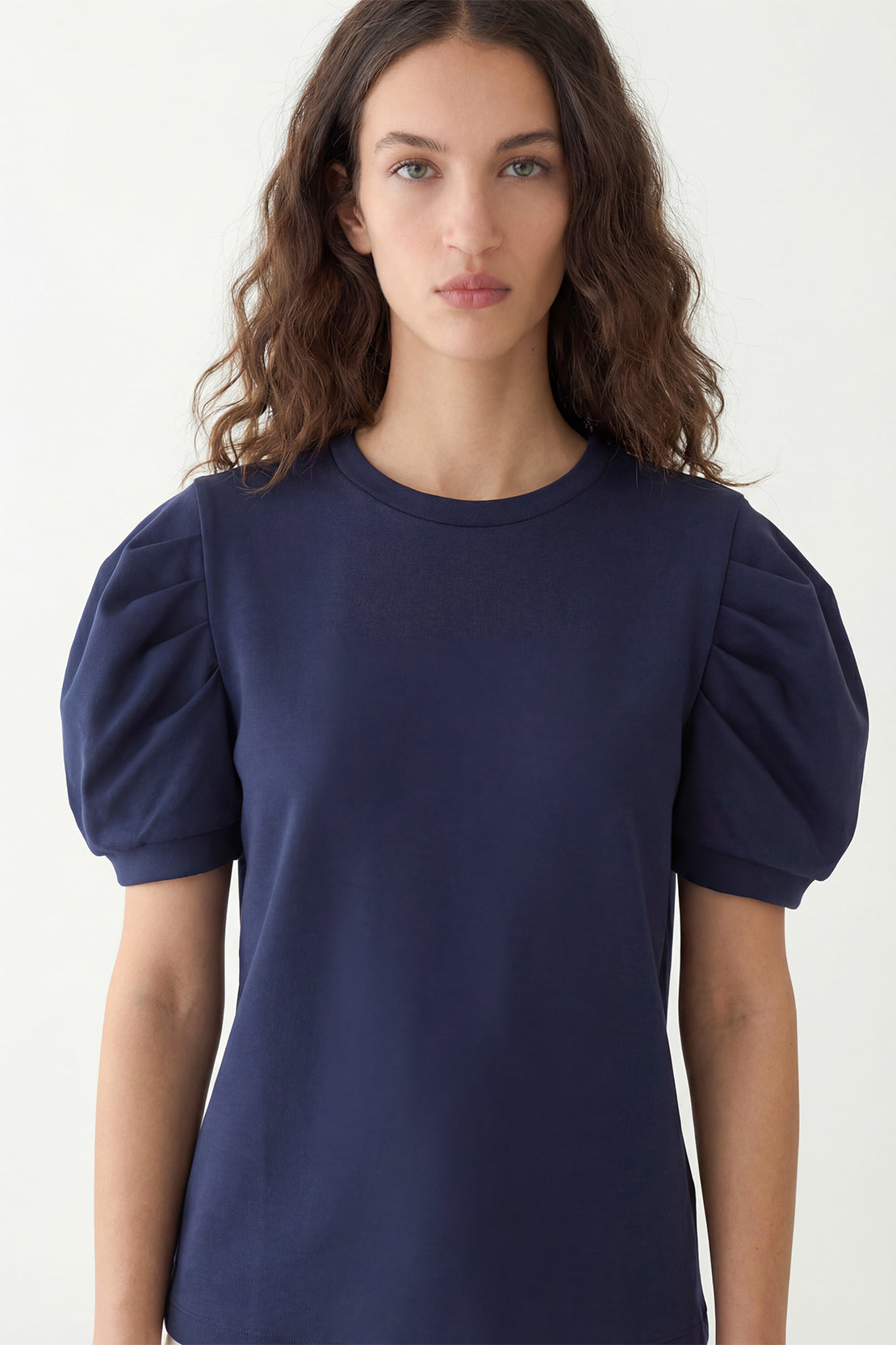 KOKO Modal Puff Sleeve Top – Navy