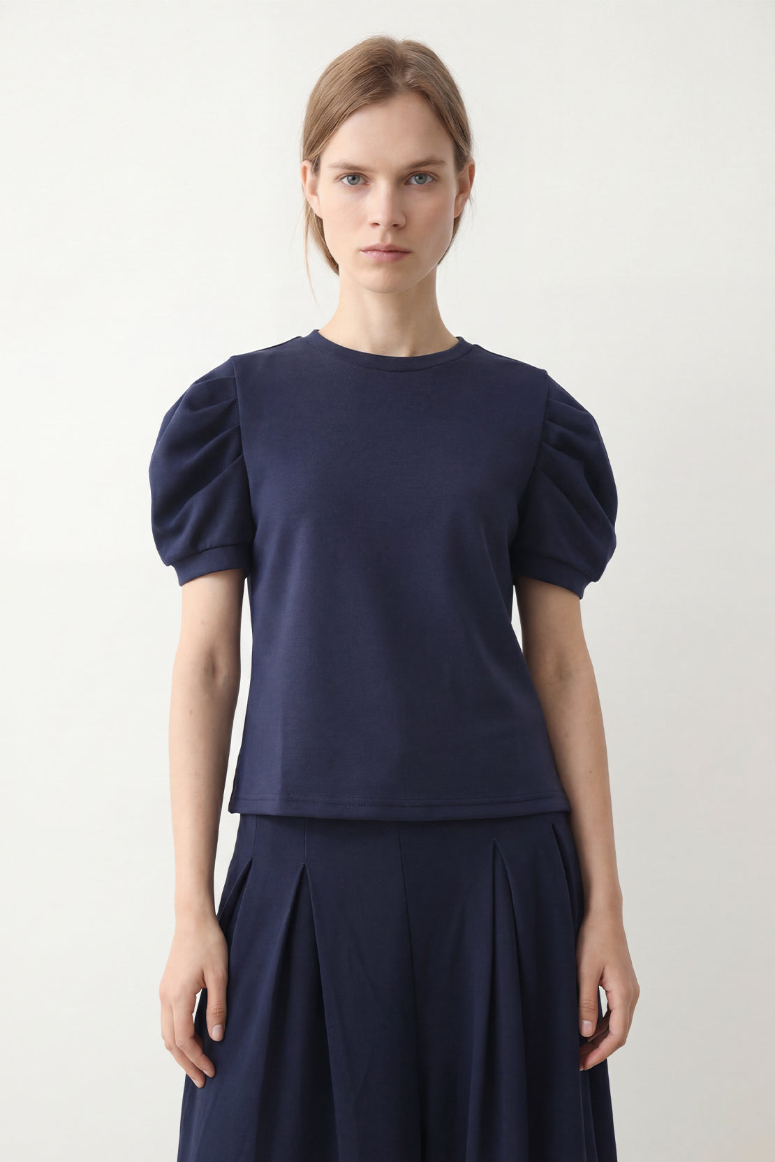 KOKO Modal Puff Sleeve Top – Navy