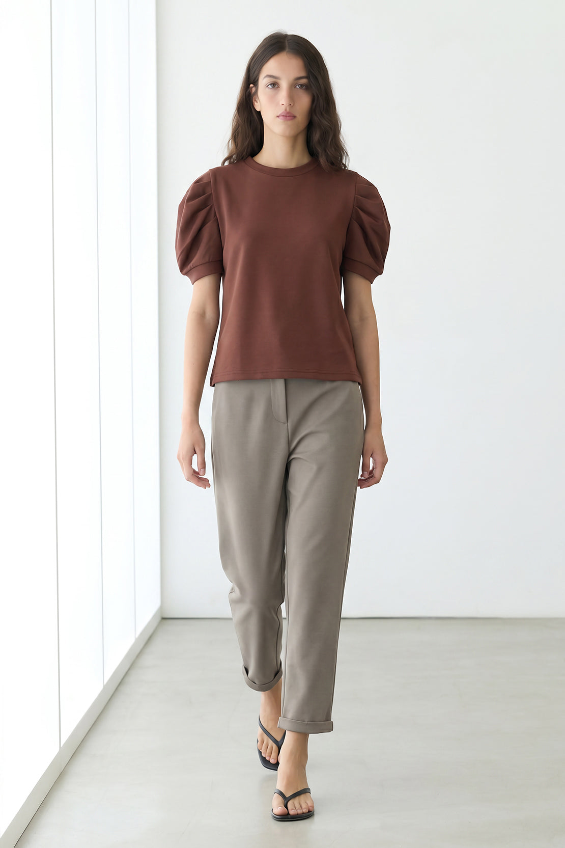 Koko Modal Puff Sleeve Top – Brown