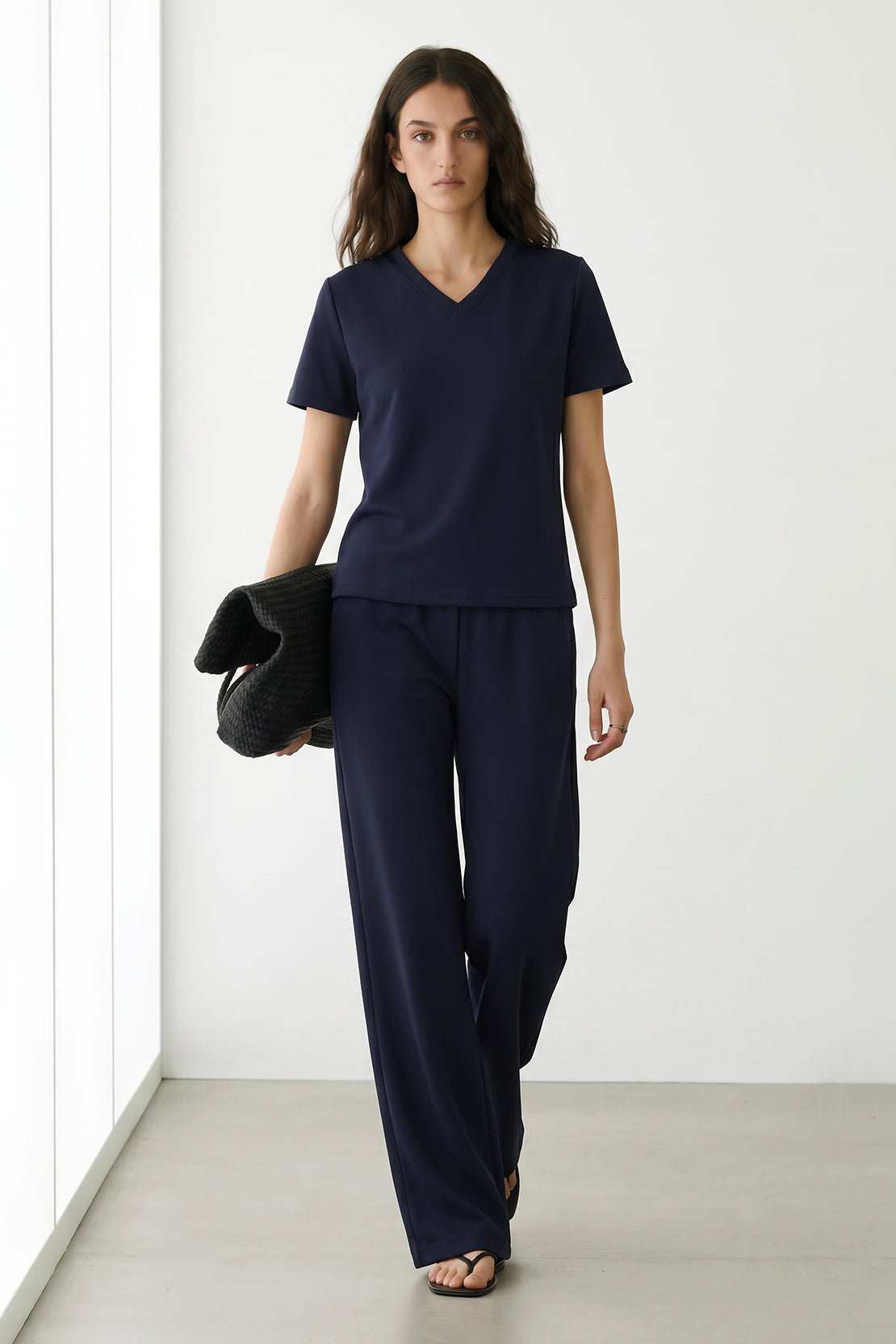 KOKO Modal Blend V-Neck Top – Navy