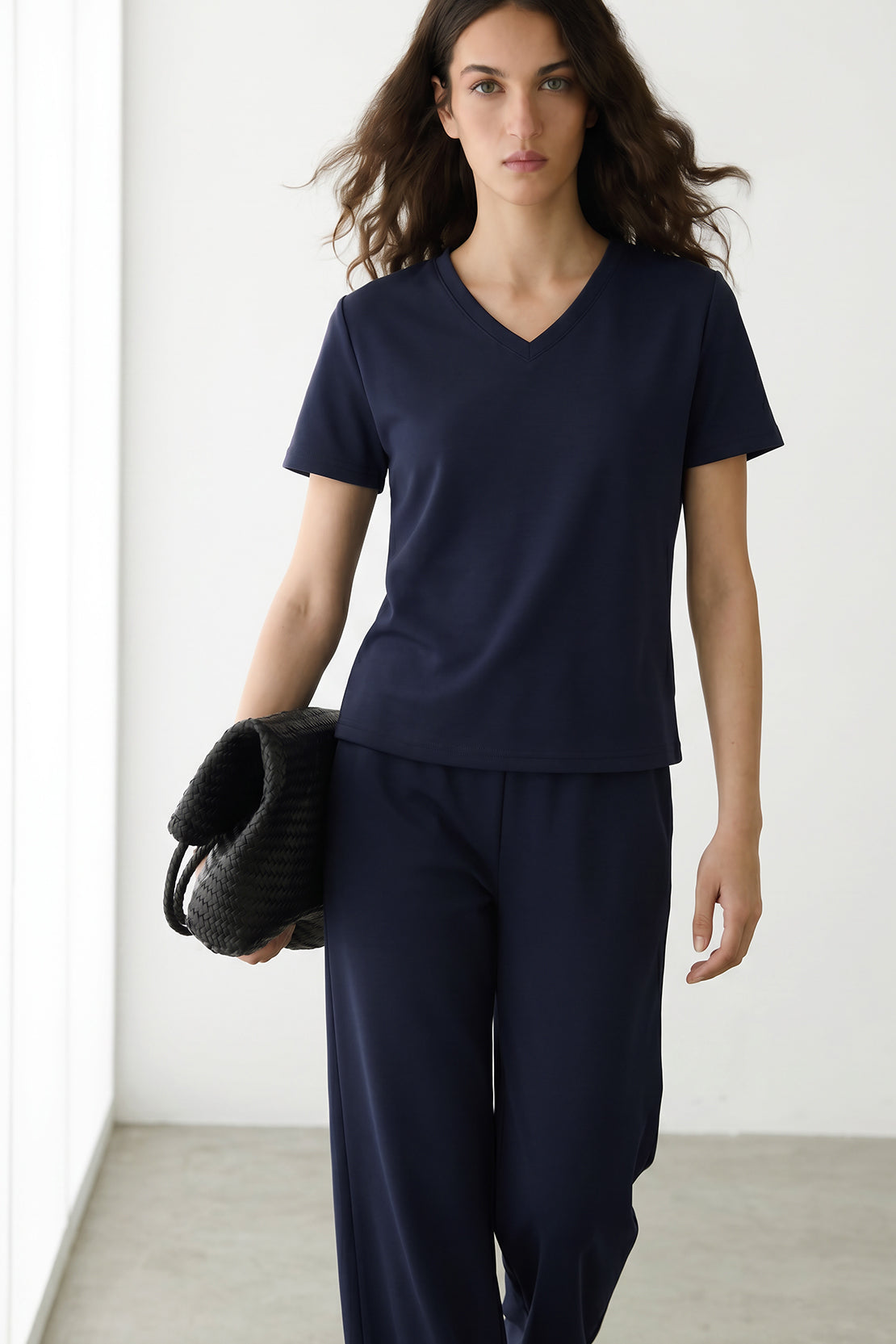 KOKO Modal Blend V-Neck Top – Navy