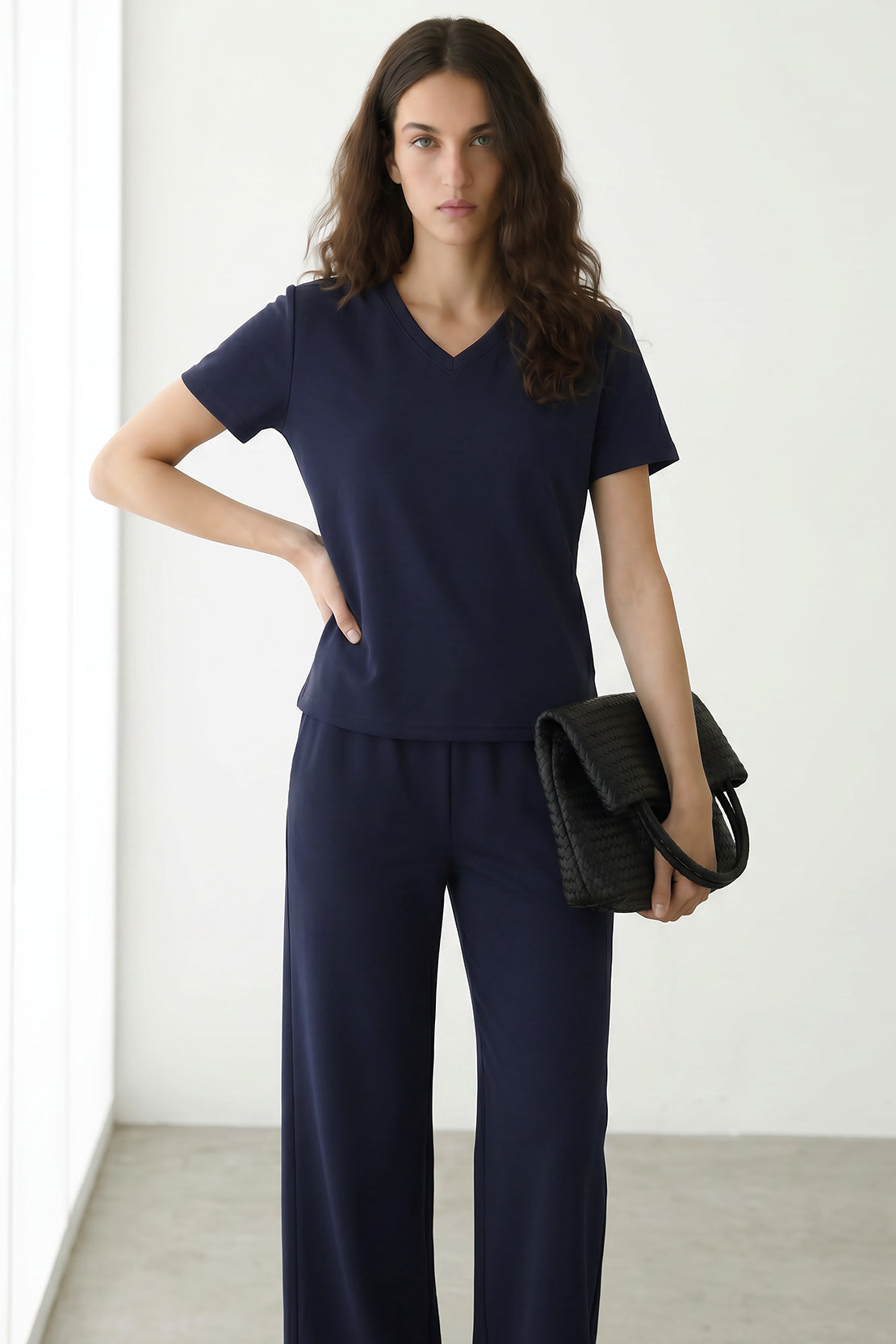 KOKO Modal V-Neck Top – Navy