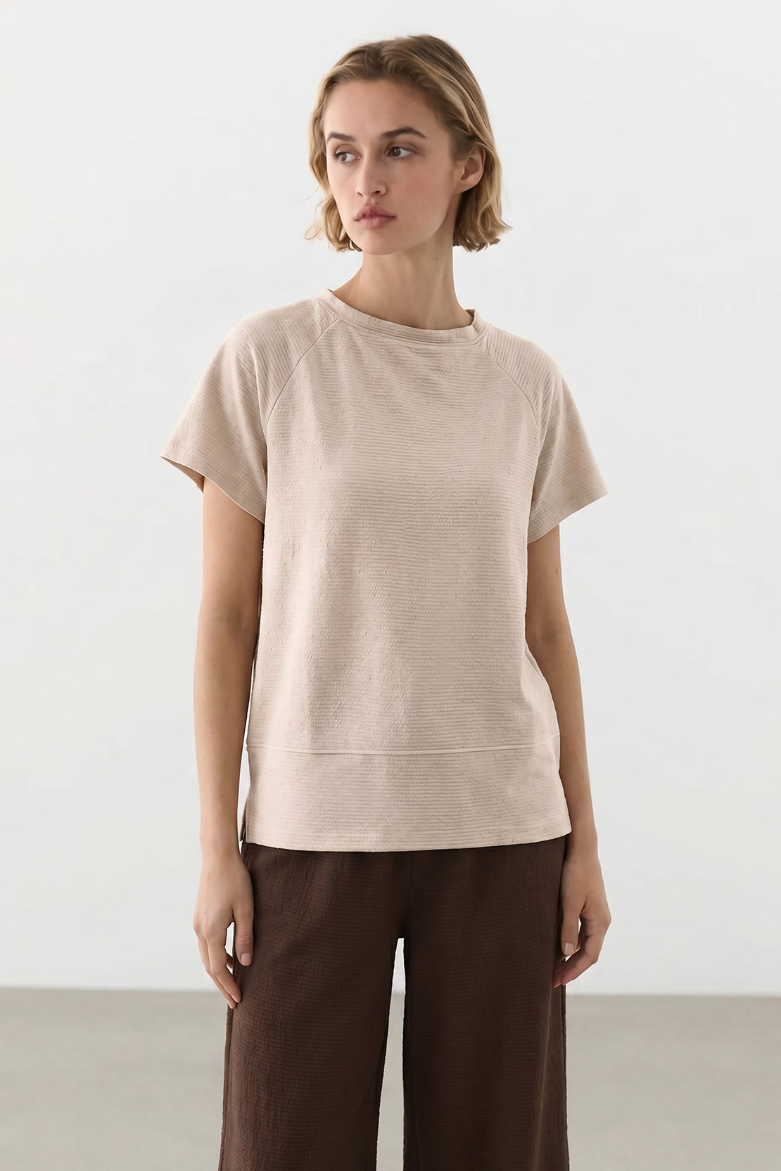 Koko Textured Knit Essential Top – Coffee