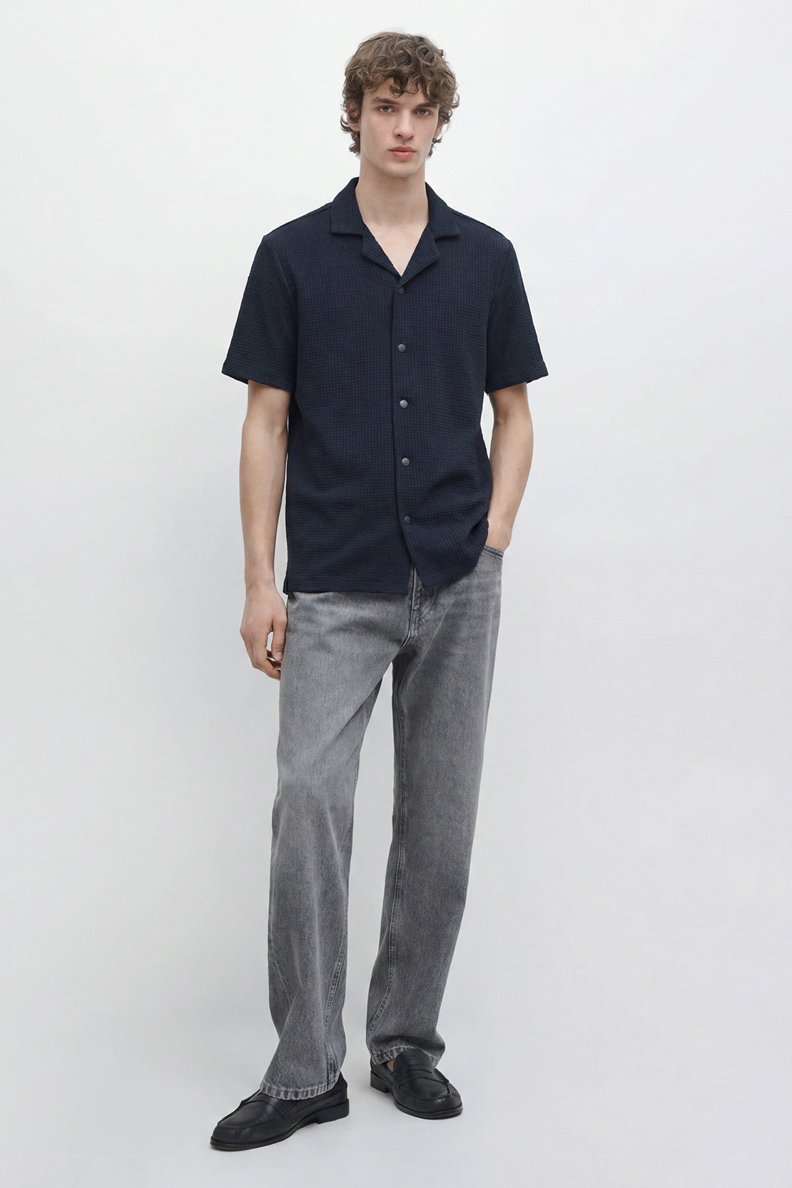 KOKO Structured Knit Shirt – Navy