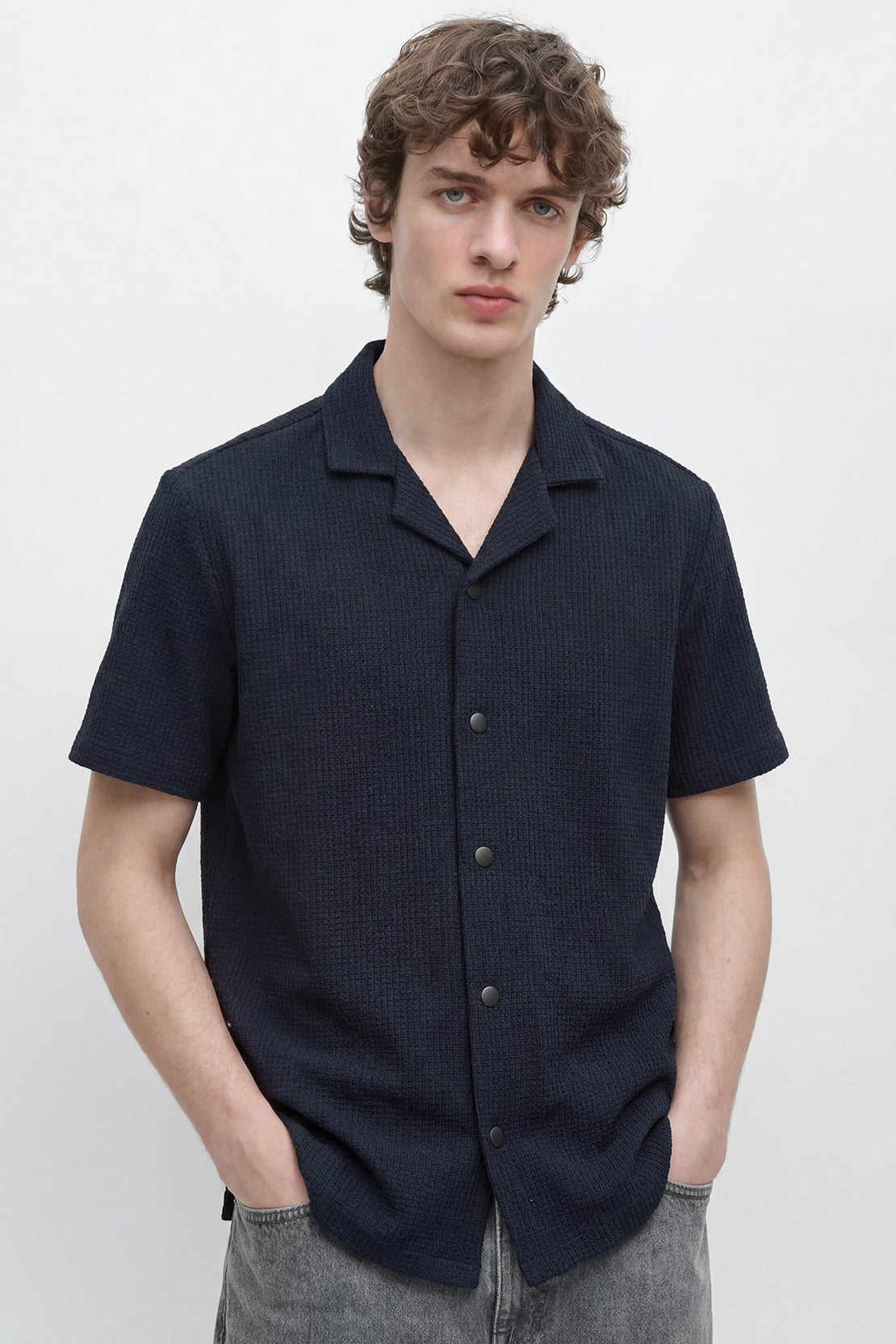 KOKO Structured Knit Shirt – Navy