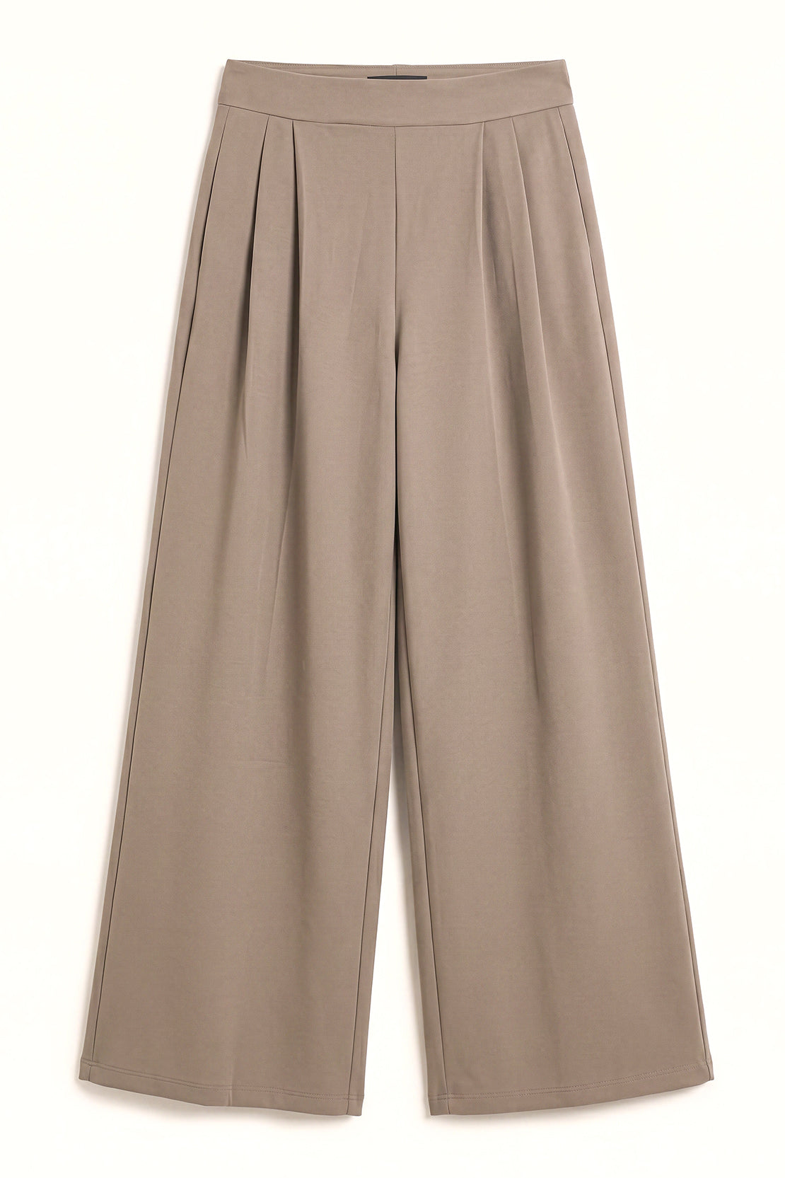 KOKO Viscose Scuba Wide-Leg Pleated Bottom – Khaki