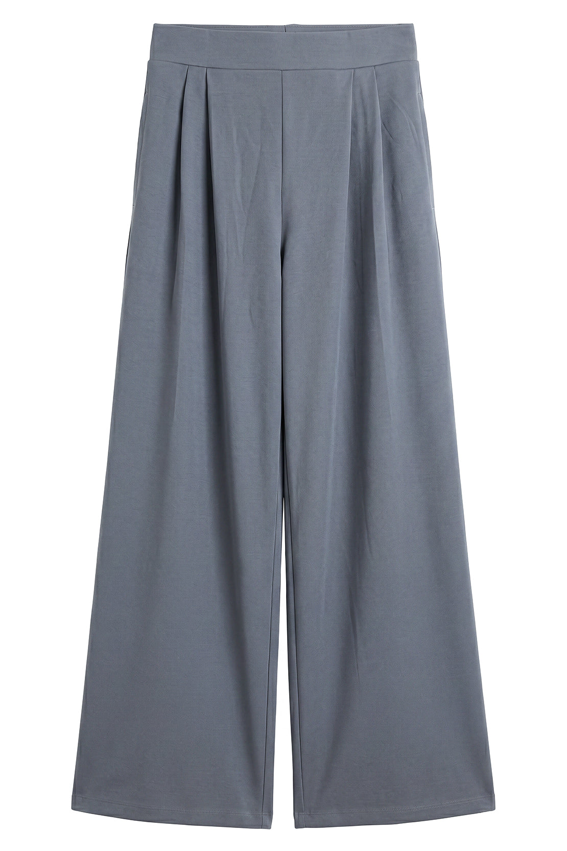 KOKO Modal Blend Wide-Leg Pleated Bottom – Dark Grey