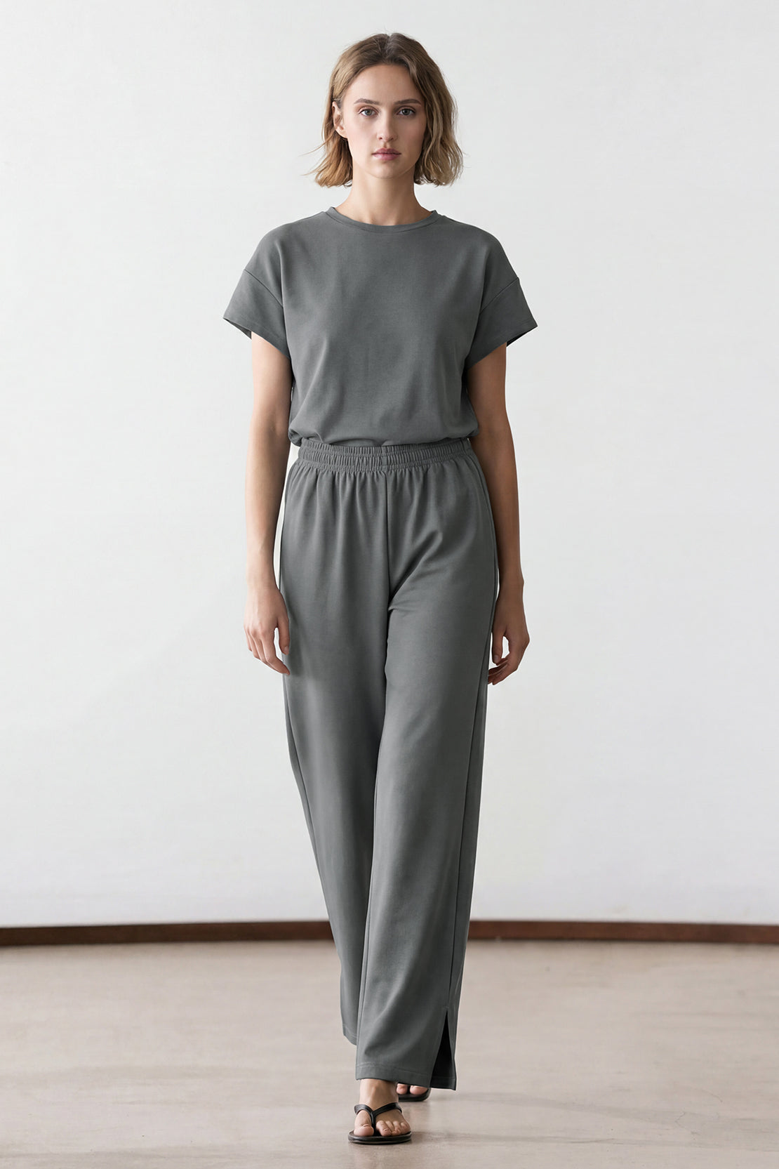 KOKO Modal Wide-Leg Bottom – Dark Grey