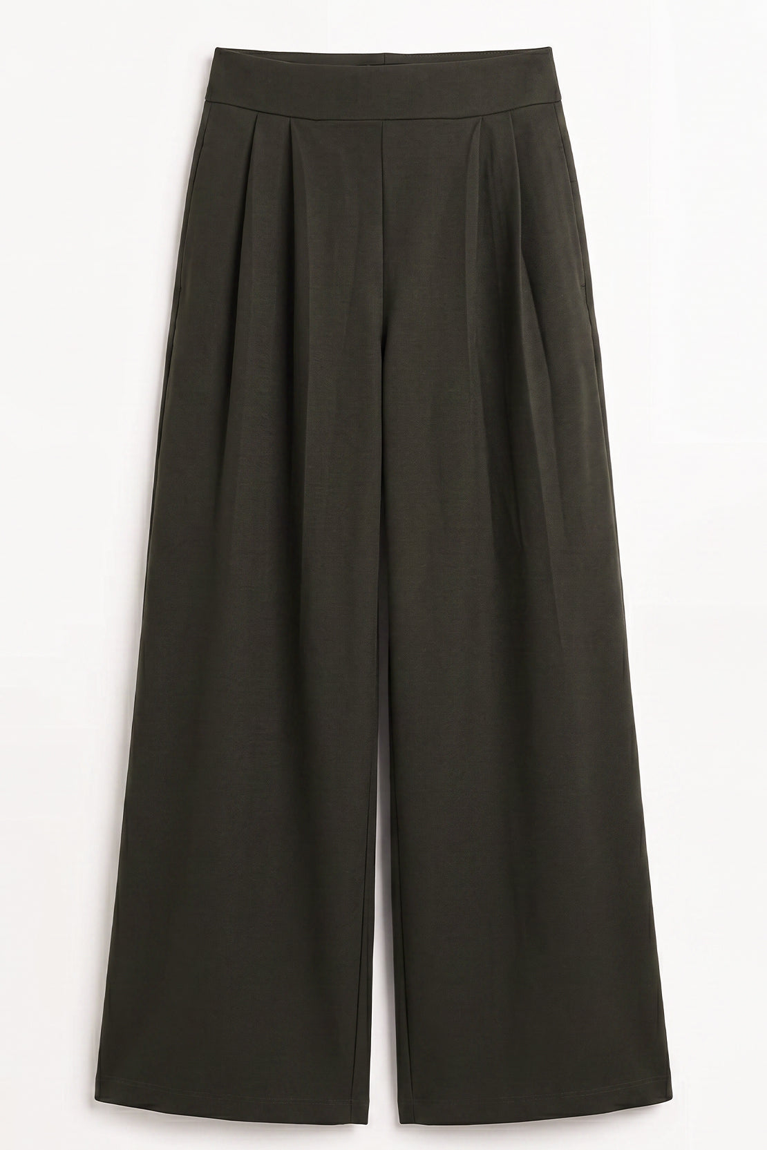 KOKO Modal Blend Wide-Leg Pleated Bottom – Olive