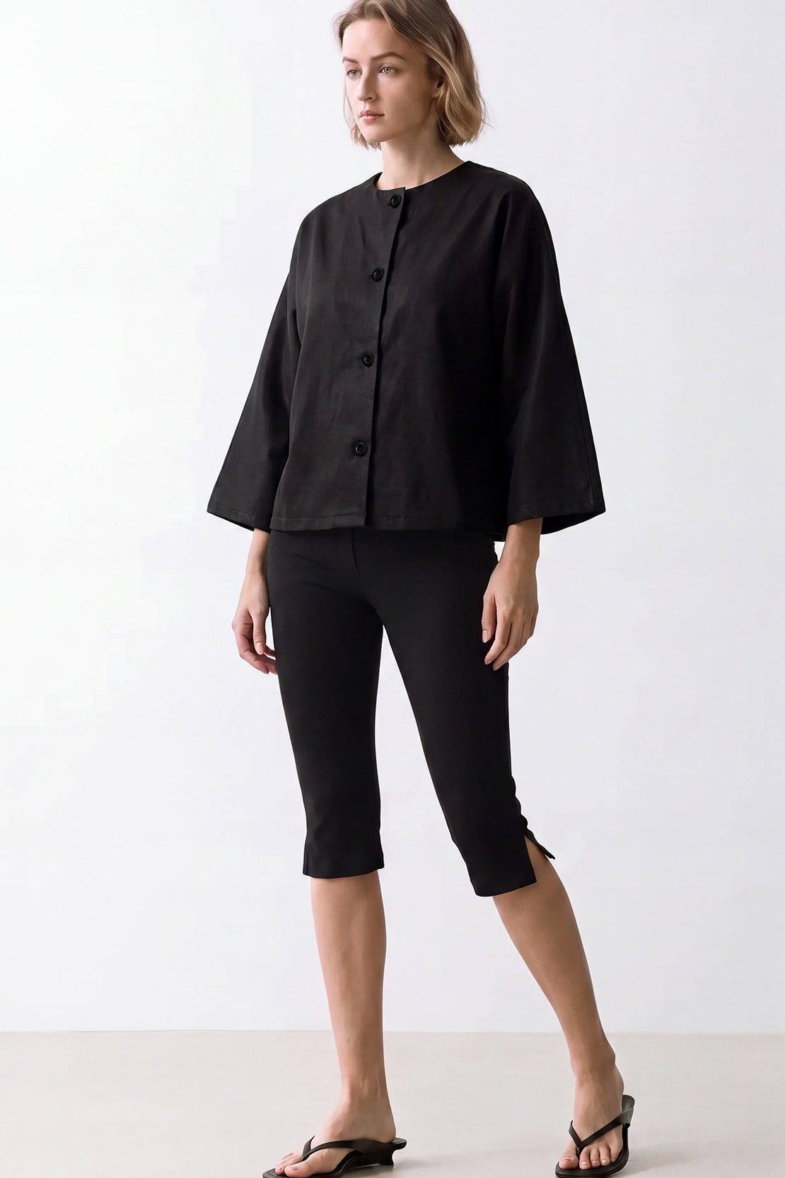 KOKO Air Teck Button Front Shirt – Black