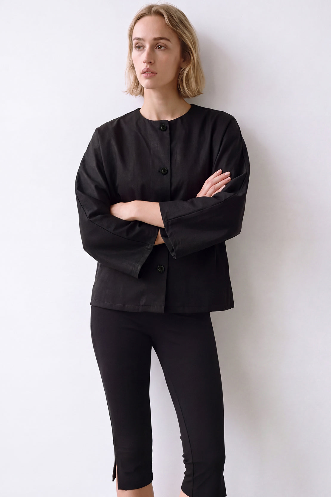 KOKO Air Teck Button Front Shirt – Black