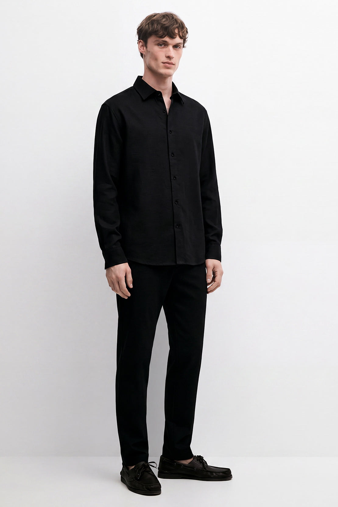 KOKO Plain Linen Shirt – Black