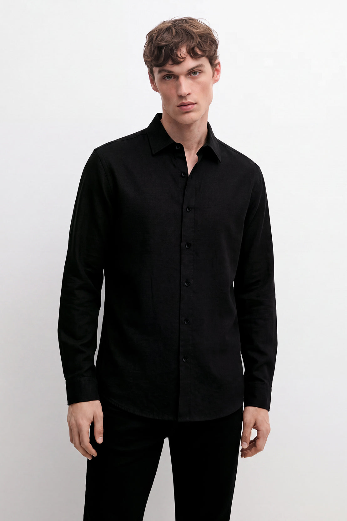 KOKO Plain Linen Shirt – Black