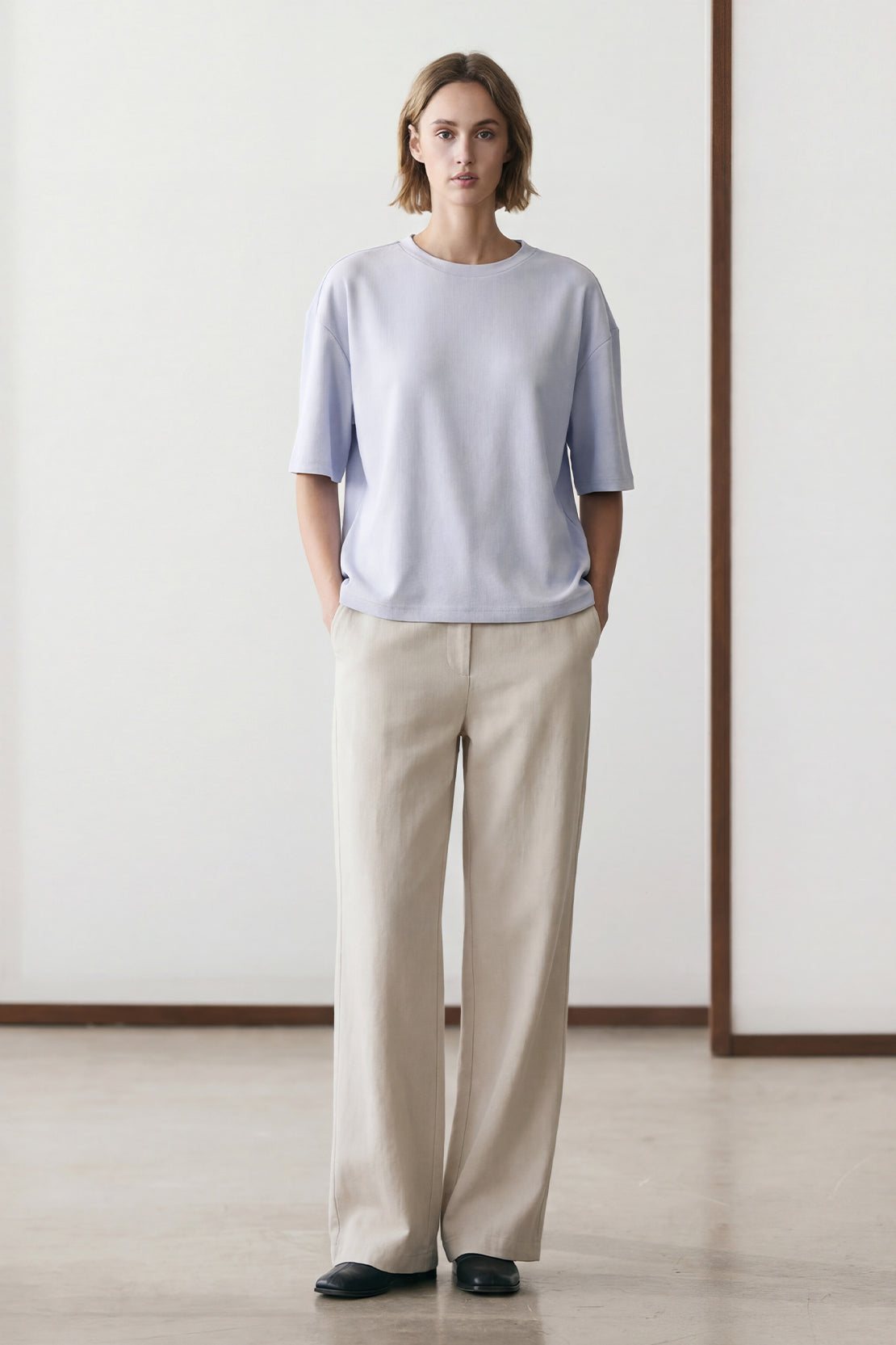 KOKO Sheen Modal Relaxed Crew Neck Top – Blue