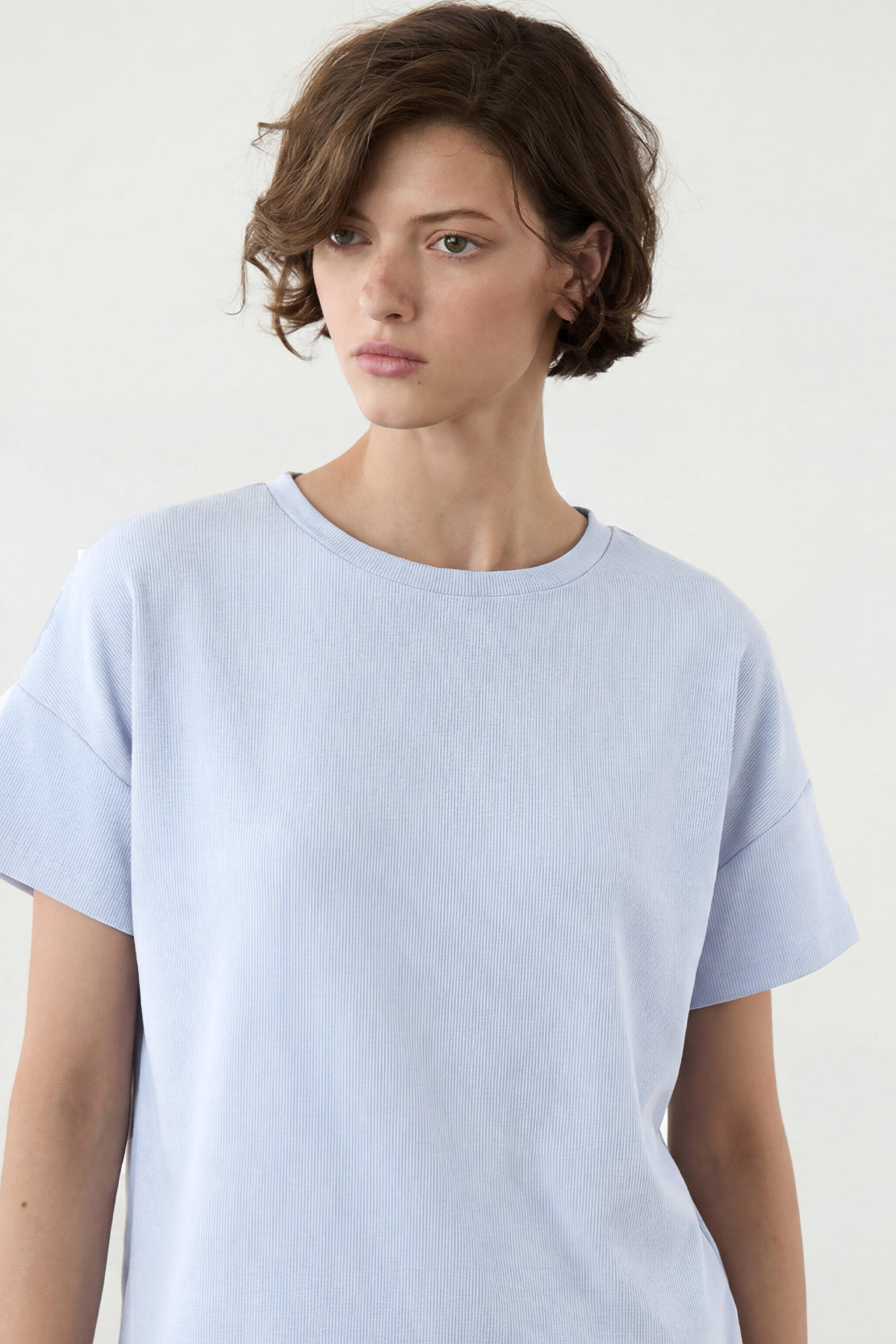 KOKO Sheen Modal Relaxed Crew Neck Top – Blue