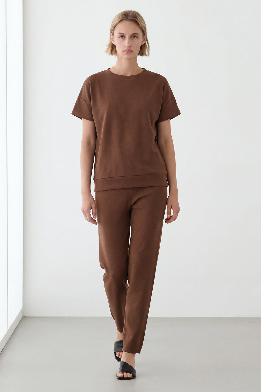 KOKO Sheen Modal Relaxed Crew Neck Top – Taupe