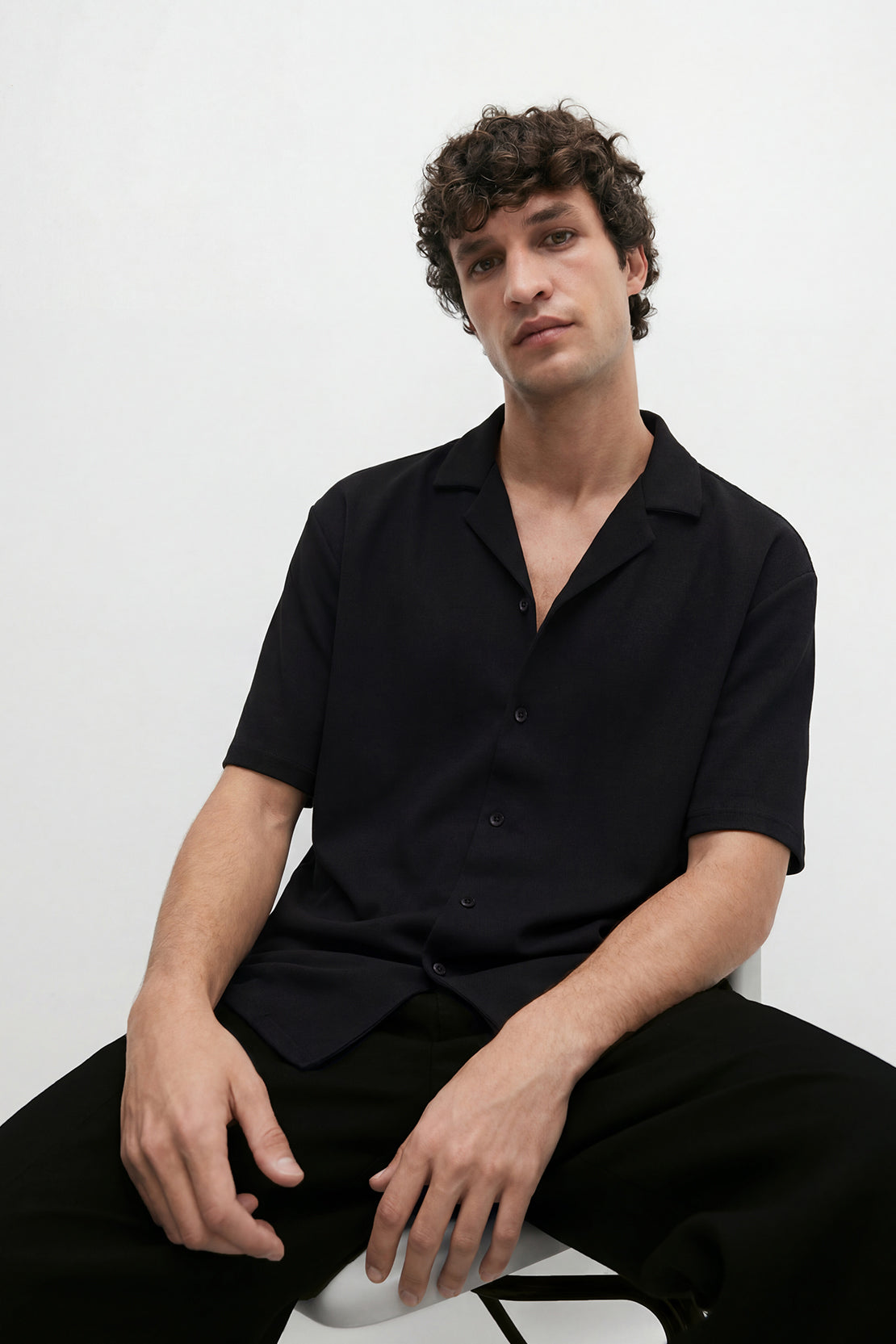 KOKO Sheen Modal Half Sleeve Shirt – Black