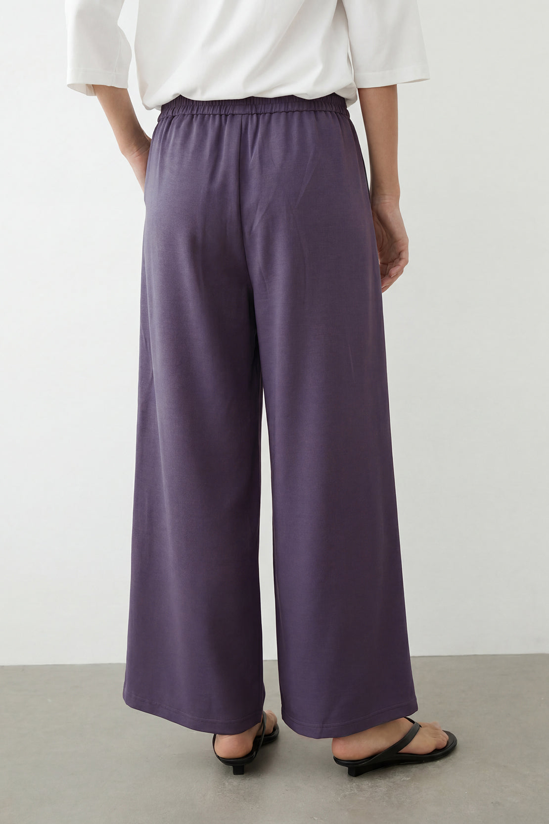 KOKO Modal Blend Pleated Wide-Leg Pants – Grey