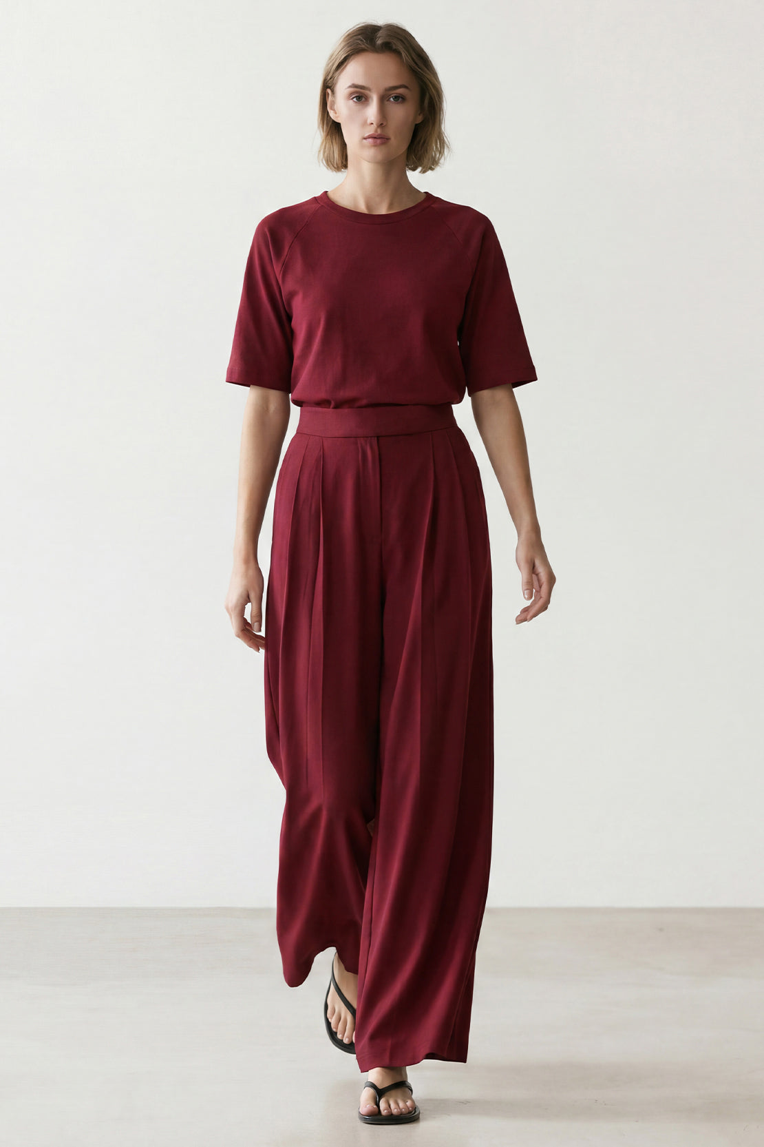 KOKO Modal Blend Wide Leg Pants – Maroon