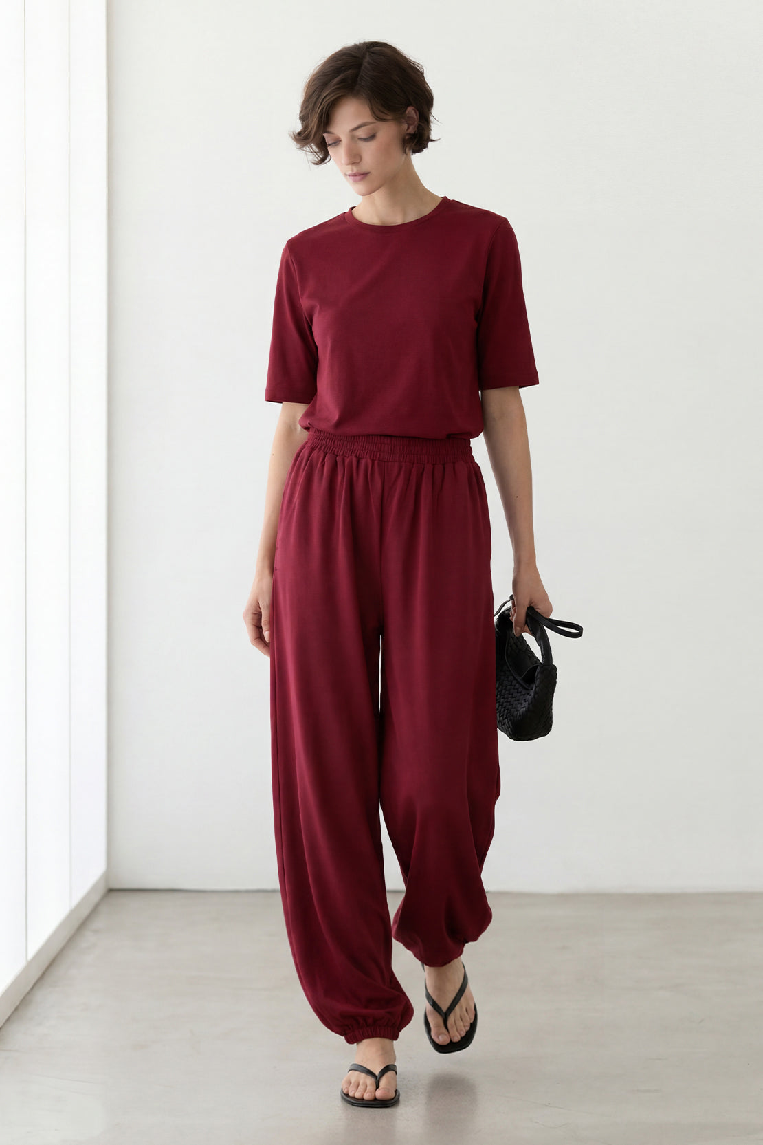 KOKO Modal Blend Balloon Pants – Maroon