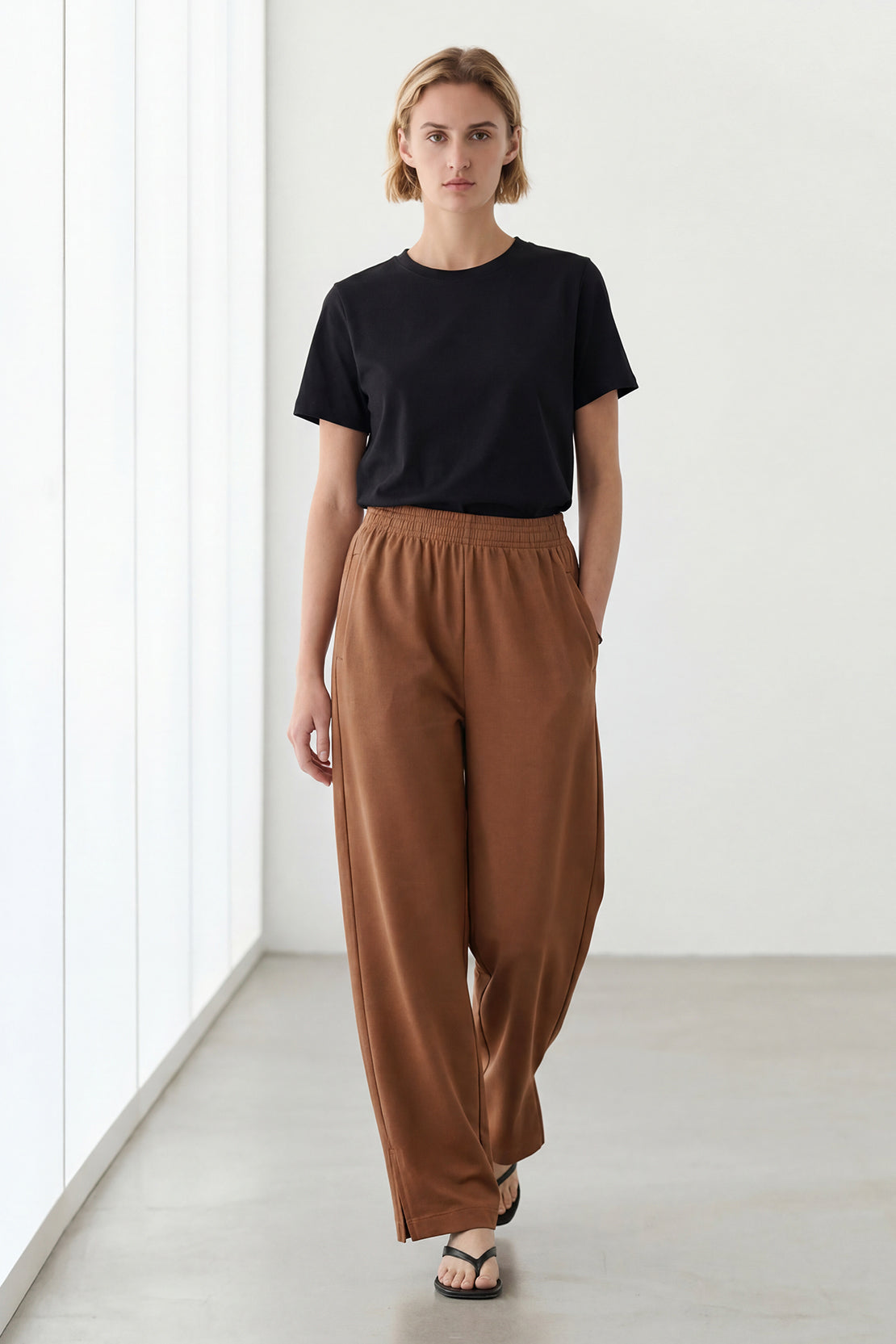KOKO Modal Blend Wide-Leg Bottom – Brown