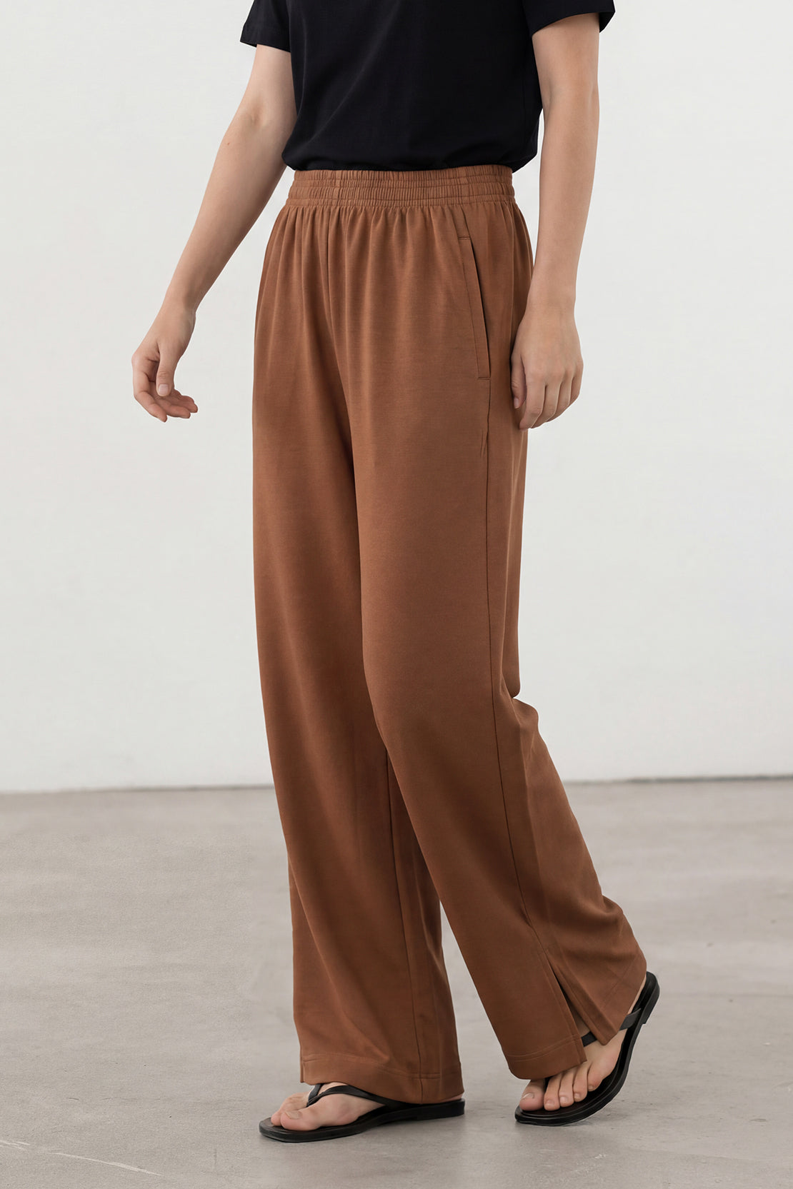 KOKO Modal Blend Wide-Leg Bottom – Brown