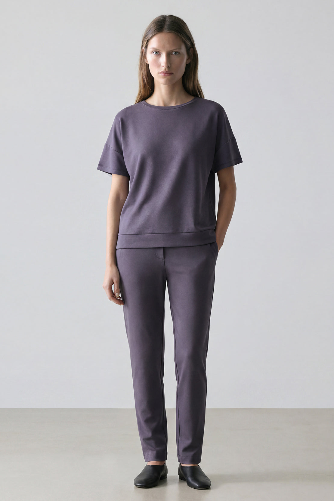 KOKO Modal Blend Relaxed Crew Neck Top – Grey