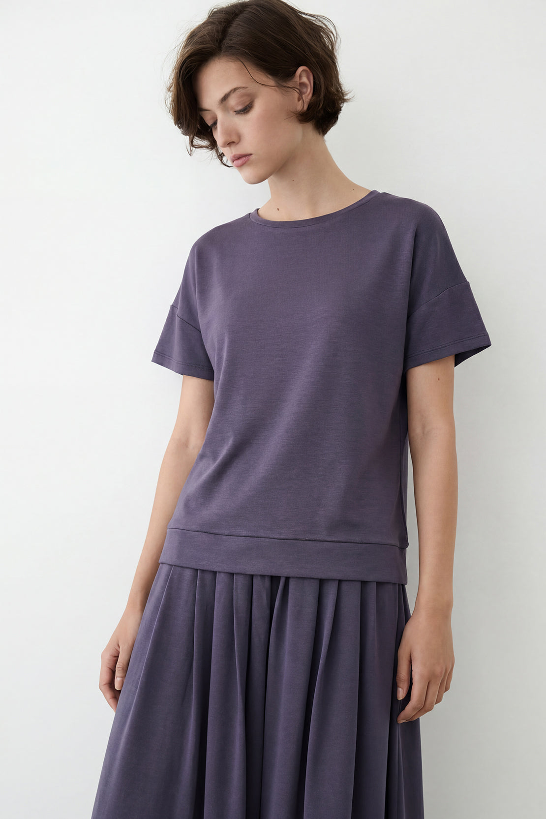 KOKO Modal Blend Relaxed Crew Neck Top – Lavender
