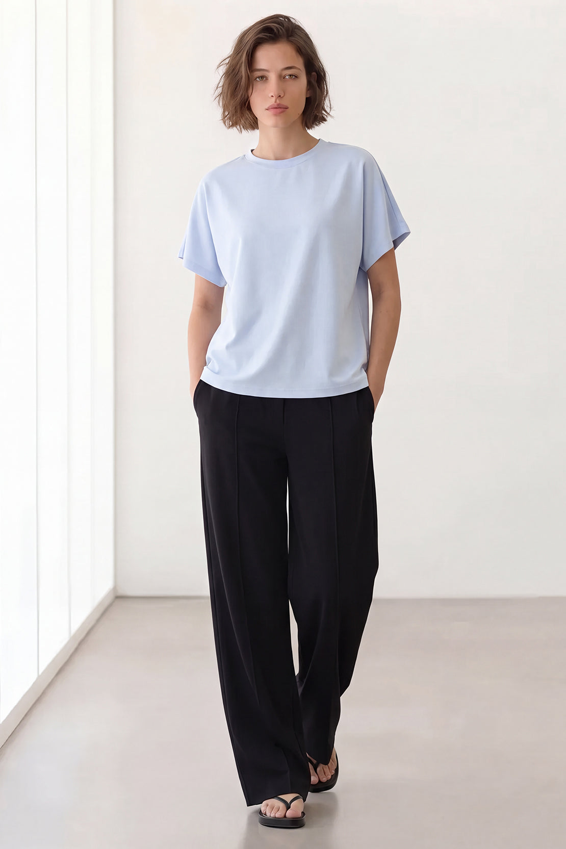 KOKO Sheen Modal Cap Sleeves T-shirt – Soft Blue