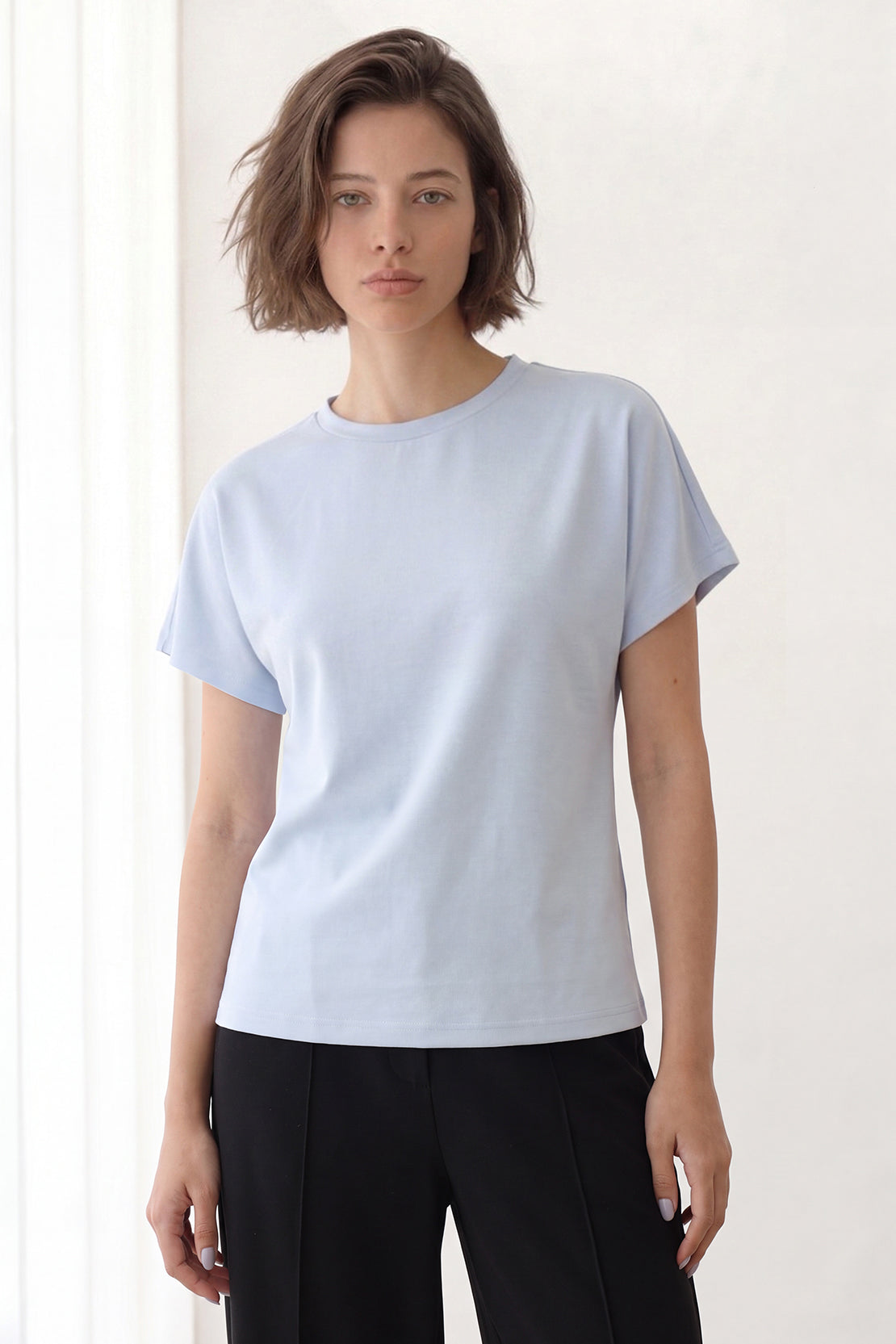 KOKO Sheen Modal Cap Sleeves T-shirt – Soft Blue