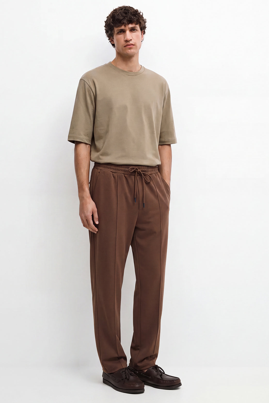 KOKO Modal Blend Straight-Fit Pants – Brown