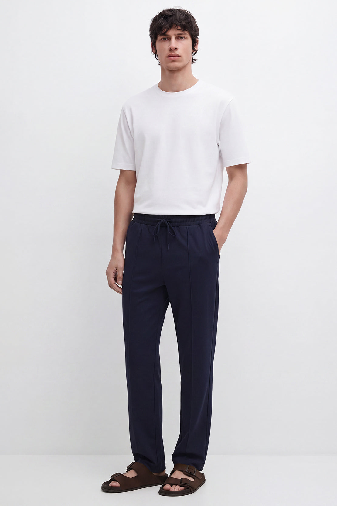 KOKO Cotton Blend Straight Fit Pants – Navy