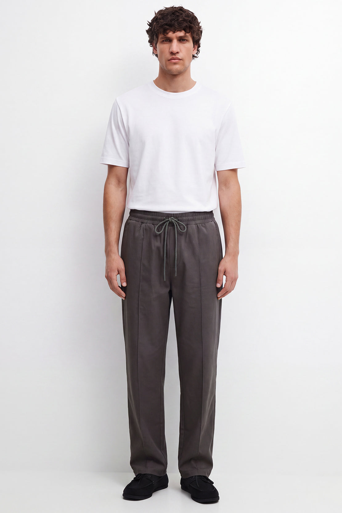 KOKO Cotton Blend Straight Fit Pants – Grey