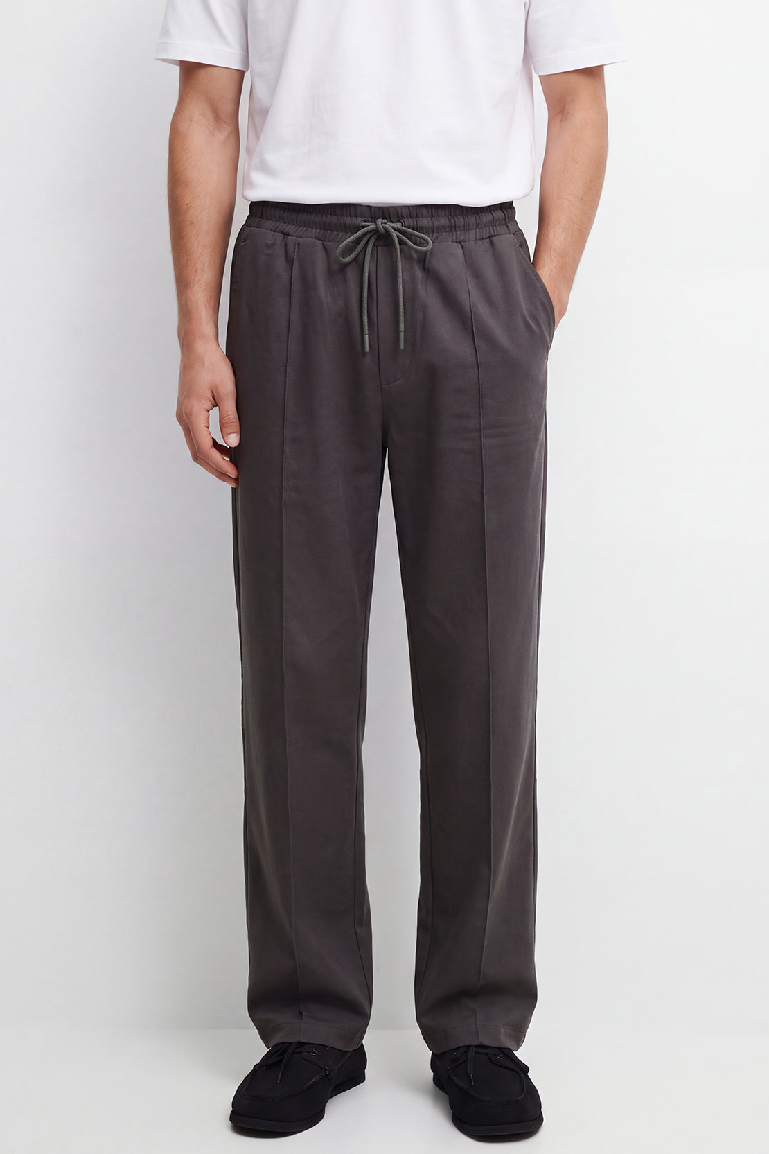 KOKO Cotton Blend Straight Fit Pants – Grey