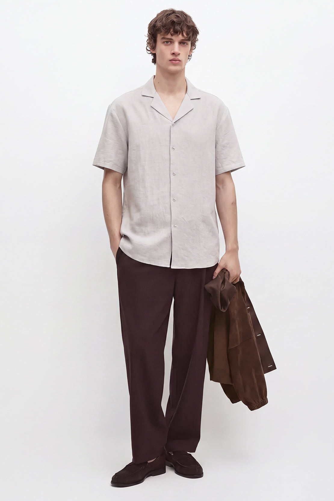 KOKO Pure Linen Half Sleeve Shirt – Grey